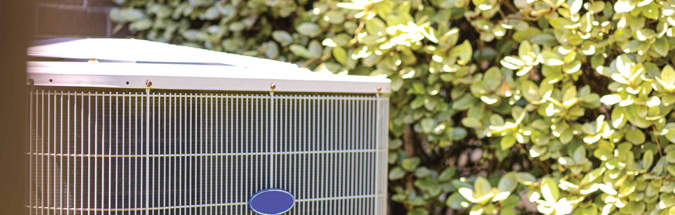 Photo of an AC unit outside a home with trees behind